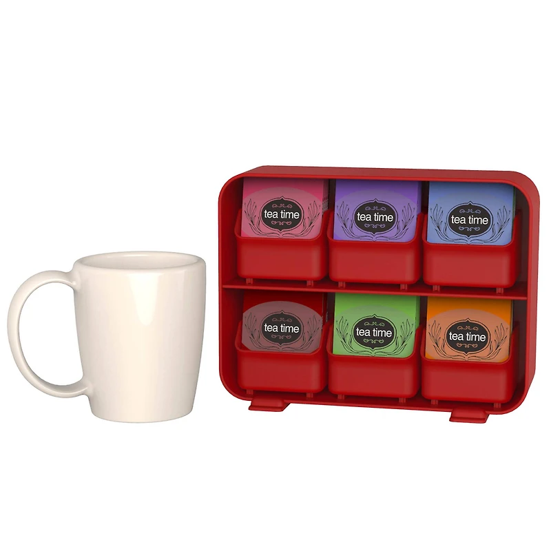 Mind Reader Red 6 Drawer Tea Bag Holder