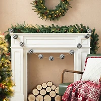 Glitzhome® 6ft. Black & White Plaid Fabric Garland