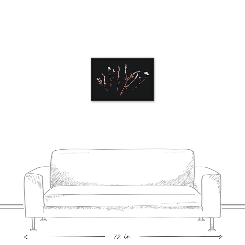 Pink Botanical 24" x 16" Black Floating Framed Canvas