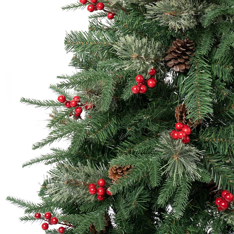 4.5ft. Unlit Virginia Pine with Berries & Pinecones Artificial Christmas Tree