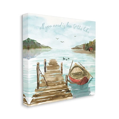 Stupell Industries Love and The Lake Sentiment Boat Dock Landscape Canvas Wall Art