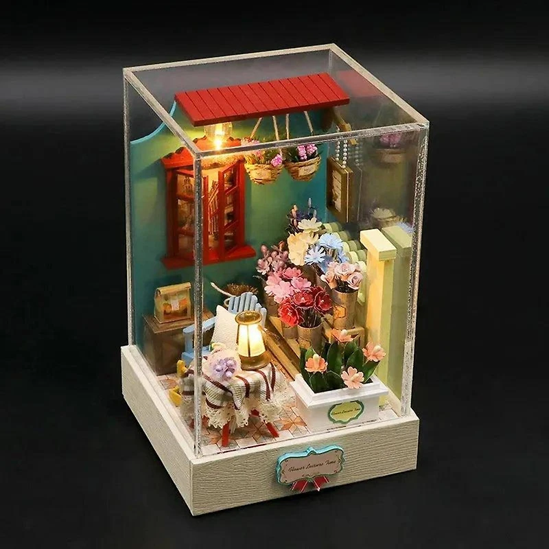 Wizardi Flower Shop Miniature Dollhouse Roombox Kit