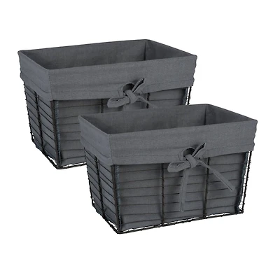 DII® Medium Gray Lined Vintage Wire Basket, 2ct.