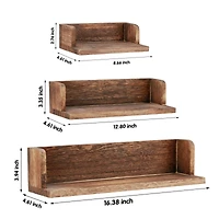 NEX™ Walnut Wall-Mounted Wooden Floating Shelves Set