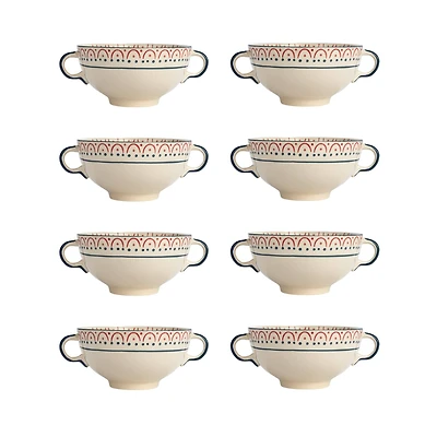 Hello Honey® 8" Multicolor Patterned Stoneware Bowls with Handles, 8ct.