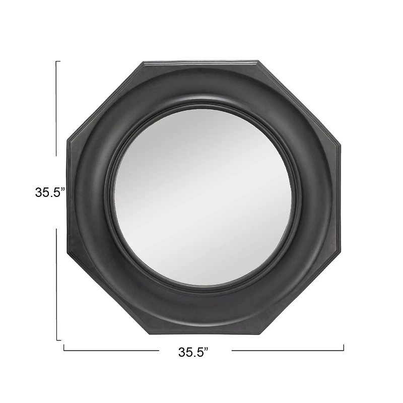 Hello Honey® Black Hexagonal Carved Wood Framed Wall Mirror