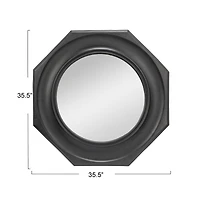 Hello Honey® Black Hexagonal Carved Wood Framed Wall Mirror