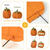 Glitzhome® 2ft. Fall Metal Embossed Glitter Pumpkin Yard Stake, 2ct.