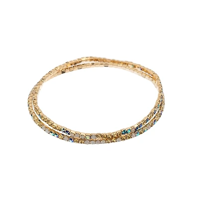 Crystal Lane DIY Gold Blue, Yellow & White Rhinestones Bracelets, 2ct.
