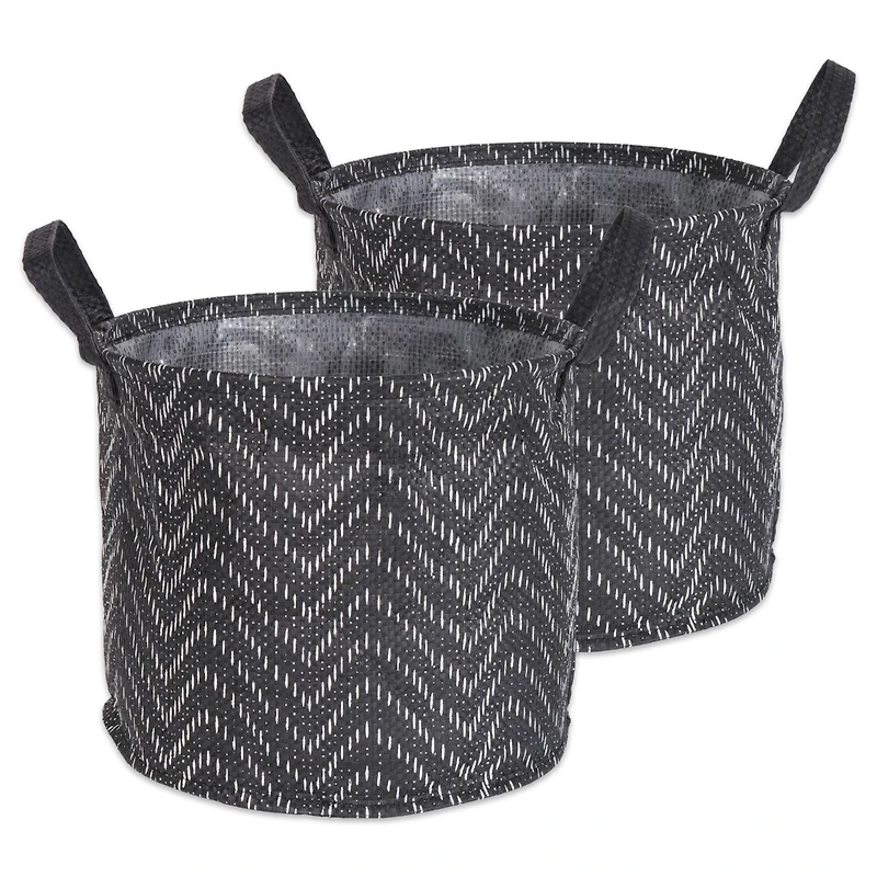 DII® Round Black & White Tribal Chevron PE-Coated Woven Paper Laundry Bin