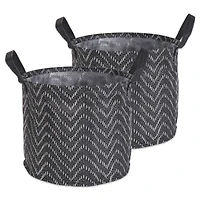 DII® Round Black & White Tribal Chevron PE-Coated Woven Paper Laundry Bin