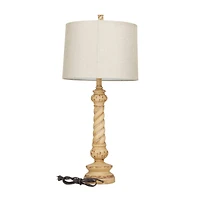 Brown Polystone Table Lamp Set of 2 14", 31"