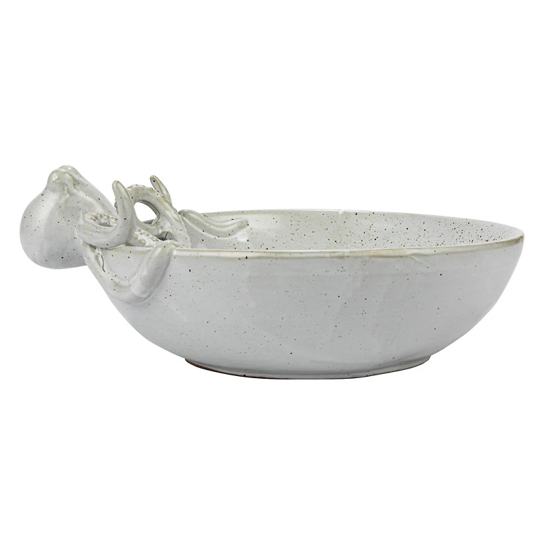 Hello Honey® 13.75" White Speckled Reactive Glaze Stoneware Octopus Bowl