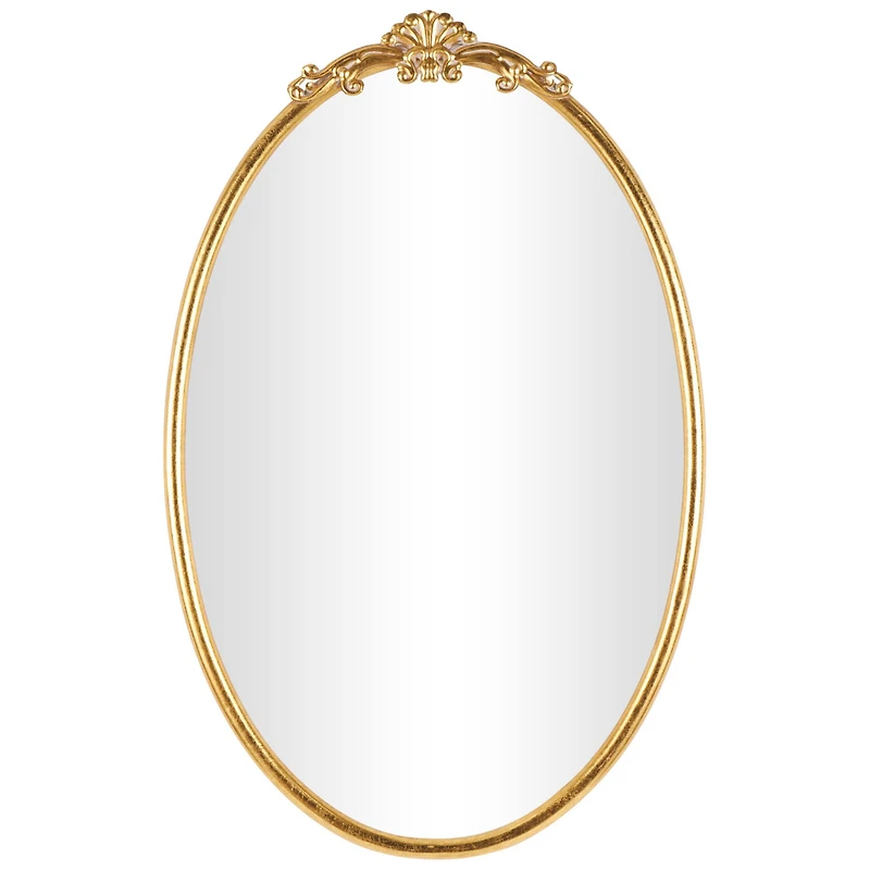 24" x 38" Gold Metal Ornate Baroque Oval Wall Mirror