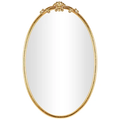 24" x 38" Gold Metal Ornate Baroque Oval Wall Mirror