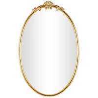 24" x 38" Gold Metal Ornate Baroque Oval Wall Mirror