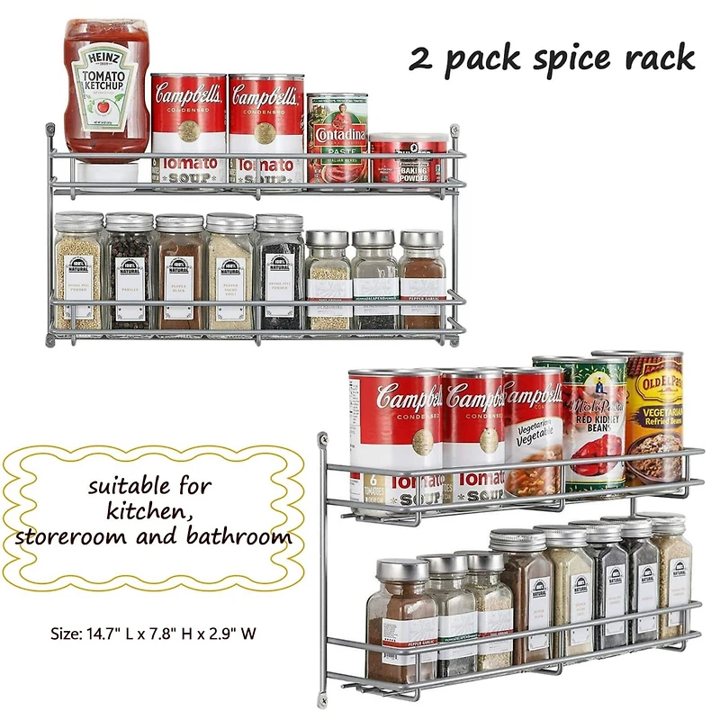 NEX™ 2-Tier Wall-Mounted Seasonings Jar Storage Rack, 2ct.