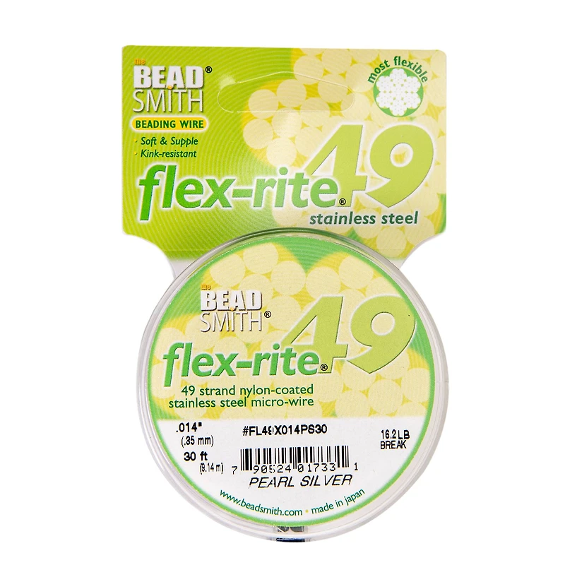 The Beadsmith® Flex-rite® 0.014" Pearl Silver 49 Strand Wire, 30ft.
