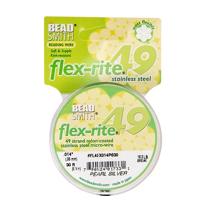 The Beadsmith® Flex-rite® 0.014" Pearl Silver 49 Strand Wire, 30ft.