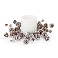 16.25" Flocked Pinecone Candle Ring, 2ct.