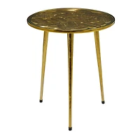 Gold Aluminum Accent Table with Clear Glass Top 20" x 19" x 22"