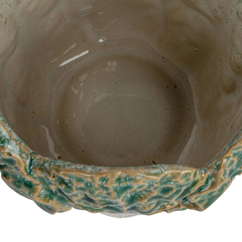 Hello Honey® 5.75" Green Reactive Glaze Embossed Stoneware Cabbage Planter