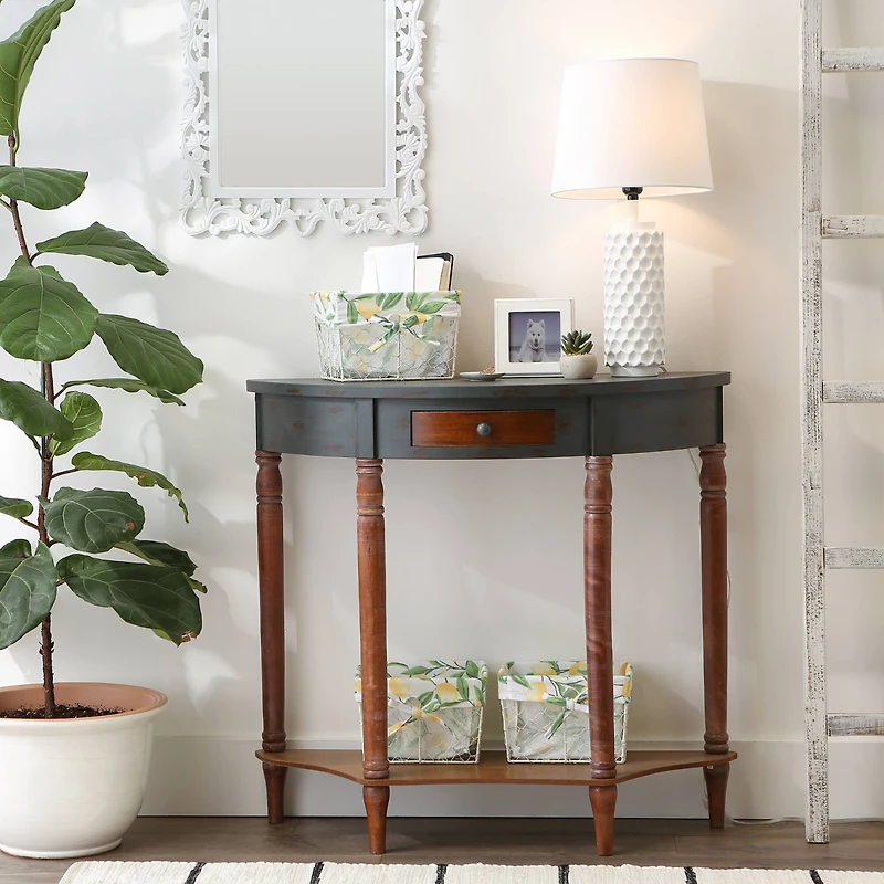 DII® Small Antique White Chicken Wire Baskets with Lemon Print Liners, 3ct.