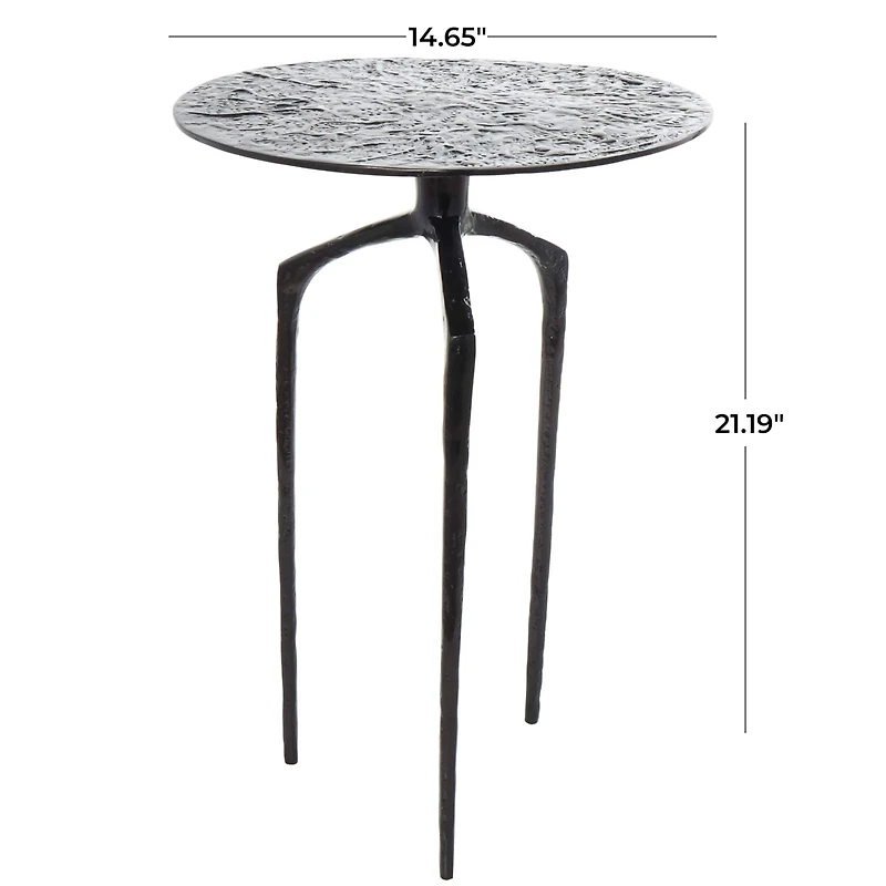 22" Gray Aluminum Geometric Textured Accent Table