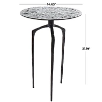 22" Gray Aluminum Geometric Textured Accent Table