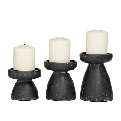Black Traditional Candle Holder Set