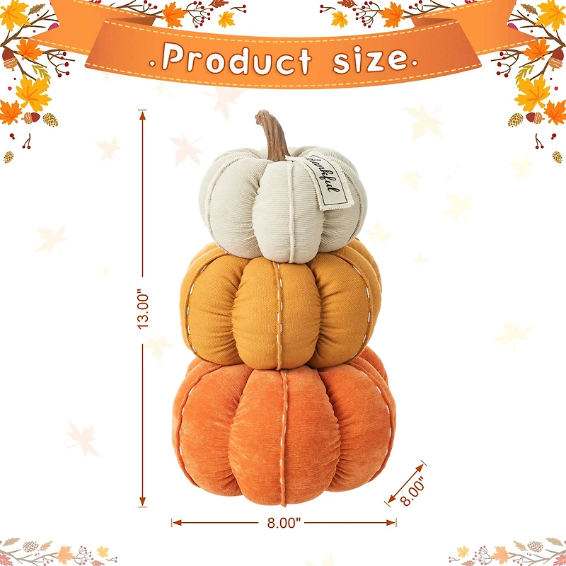 Glitzhome® 13" Fall Stacked Fabric Pumpkin