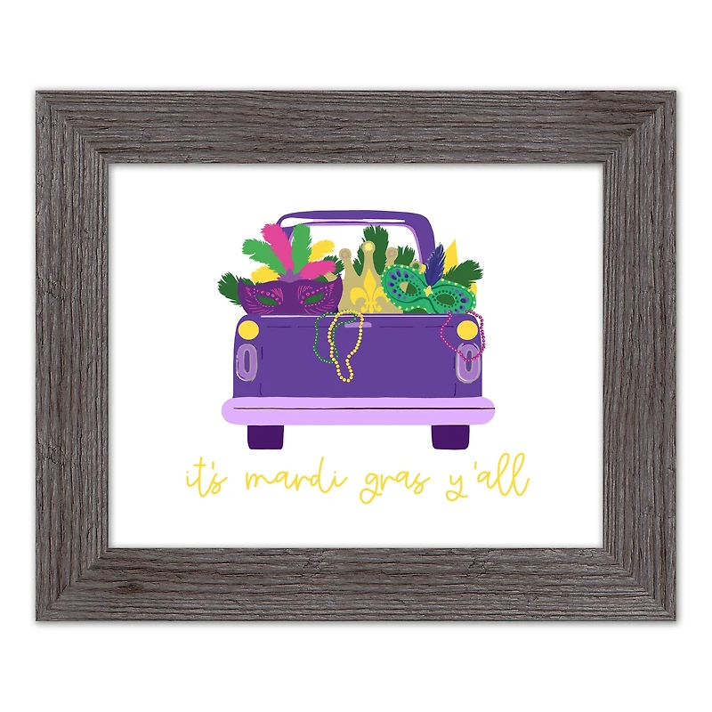 Truck Mardi Gras Yall Western Gray Framed Print