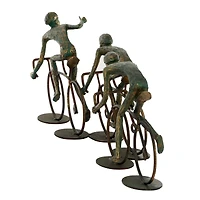 20" Bronze Polystone Cyclists Sculpture