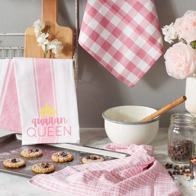 DII® Pink Quaranqueen Dish Towels, 3ct.