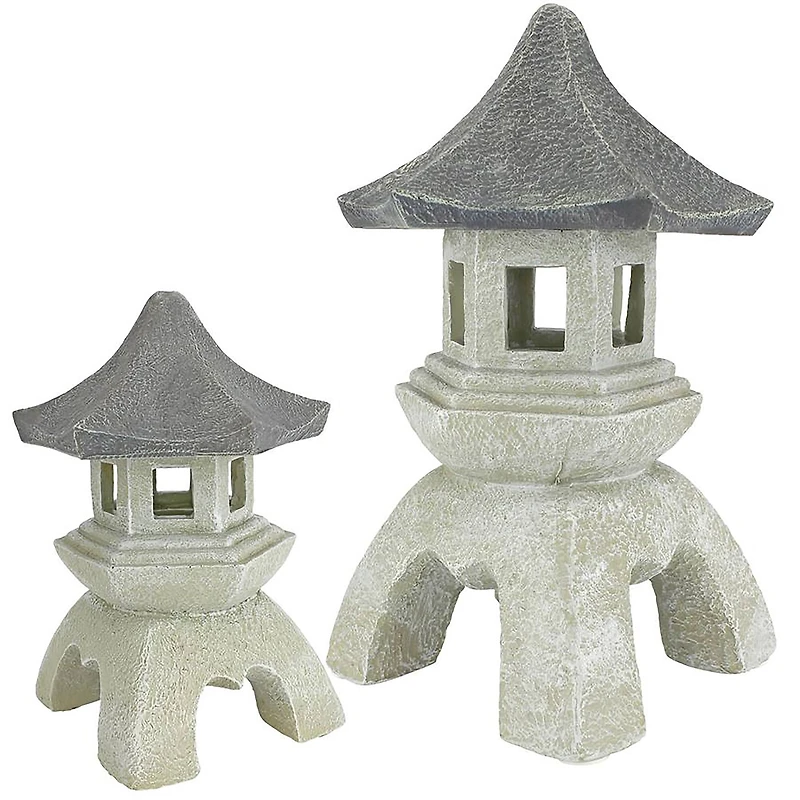 Design Toscano® Medium and Large Pagoda Lantern Sculpture Set