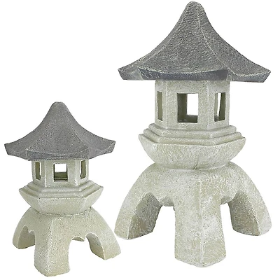 Design Toscano® Medium and Large Pagoda Lantern Sculpture Set
