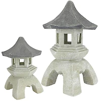 Design Toscano® Medium and Large Pagoda Lantern Sculpture Set