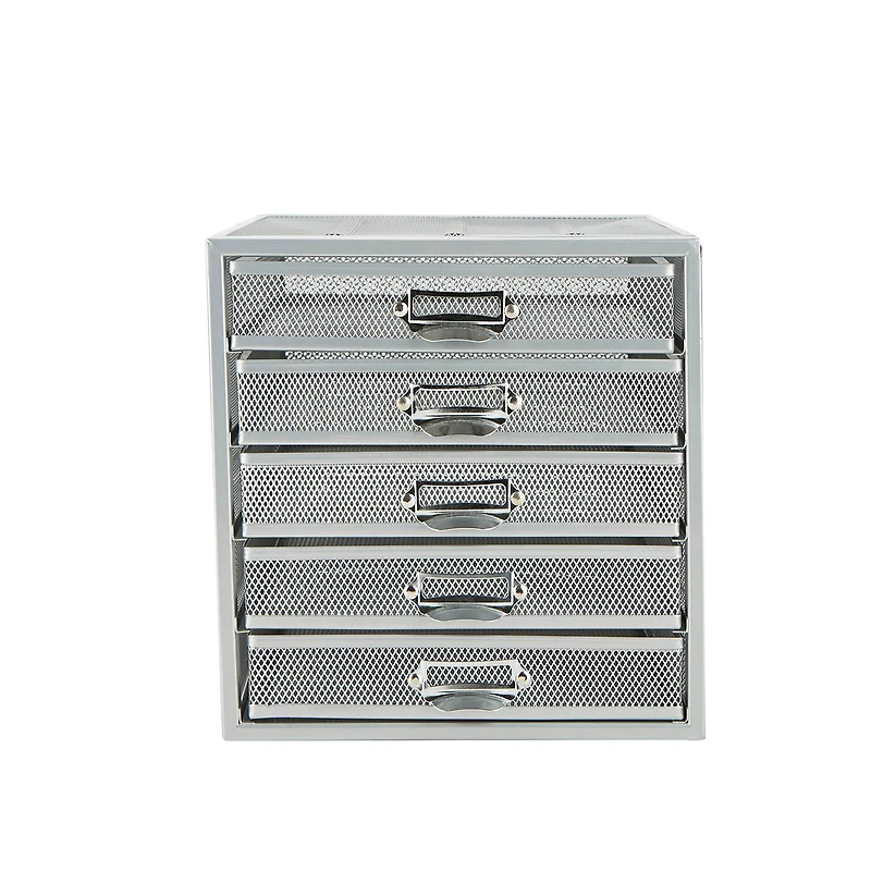 Mind Reader Silver 5 Drawer Heavy Duty Cabinet