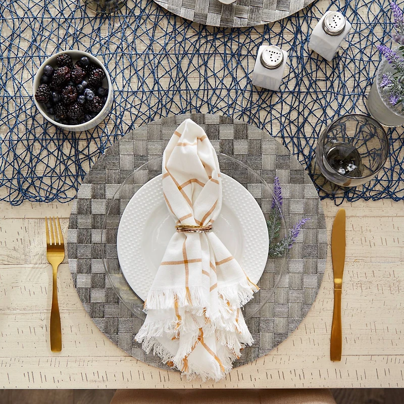 DII® Reversible Round Basket Weave Woven Placemats