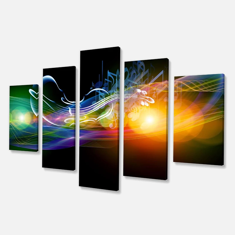 Designart - Waves of Music Fractal Design - Contemporary Canvas Wall Art Print