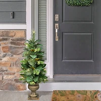 3ft. Pre-Lit Magnolia Leaf Artificial Potted Christmas Tree, Warm White LED Lights