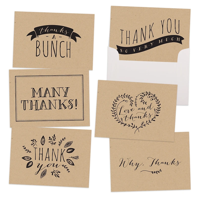 JAM Paper Rustic Blank Thank You Cards Set, 36ct.
