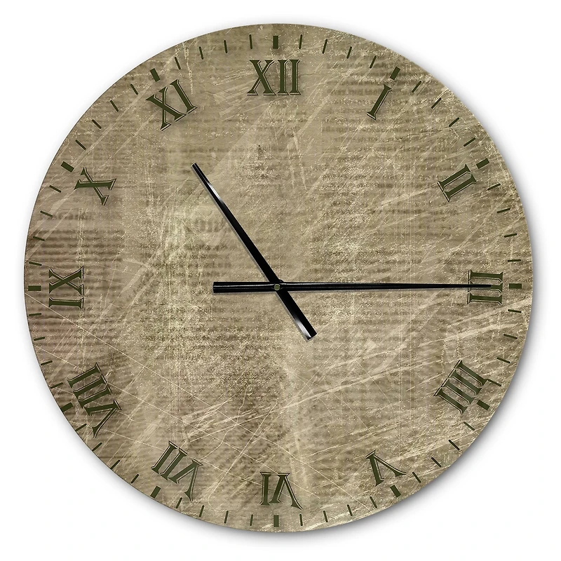 Designart 'Antique Old Paper Style Farmhouse Wall Clock