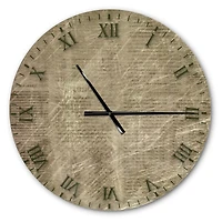 Designart 'Antique Old Paper Style Farmhouse Wall Clock
