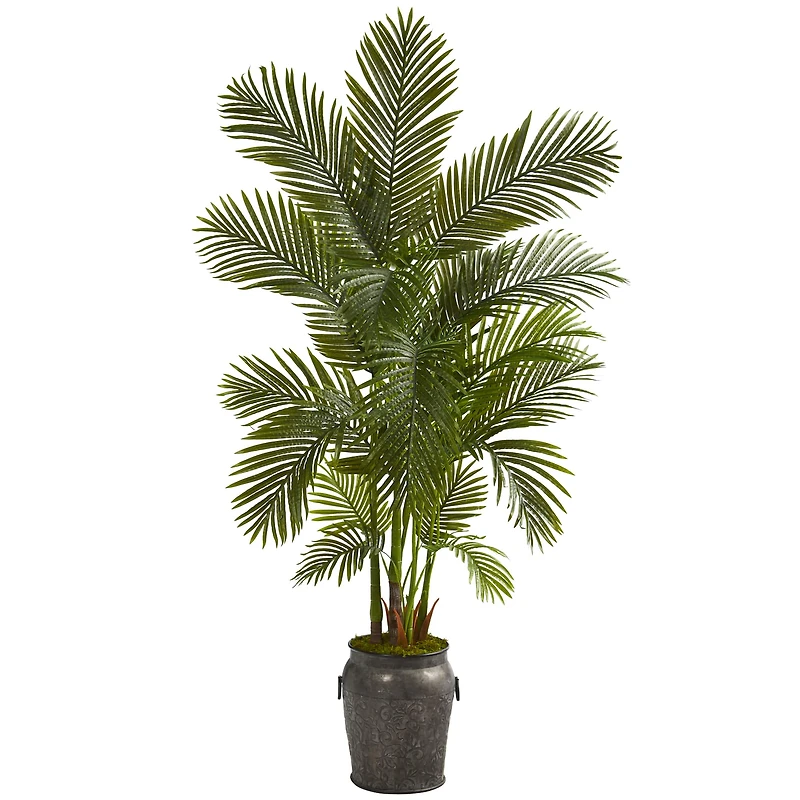 6ft. Areca Palm Tree in Metal Planter