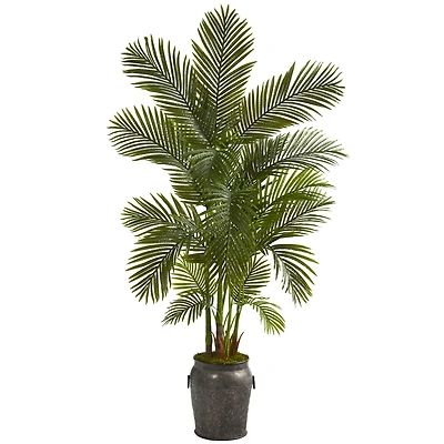 6ft. Areca Palm Tree in Metal Planter