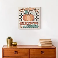 Thankful Grateful Blessed Check 12" x 12" Canvas Wall Art