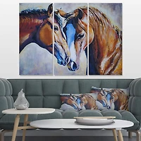 Designart - Brown Amorous Horses