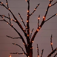 6ft. Pre-Lit Artificial Halloween Twig Tree with 480 Orange & Purple LED Lights