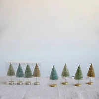 Hello Honey® 6" Metallic Plastic Bottle Brush Tree Set with Wood Bases